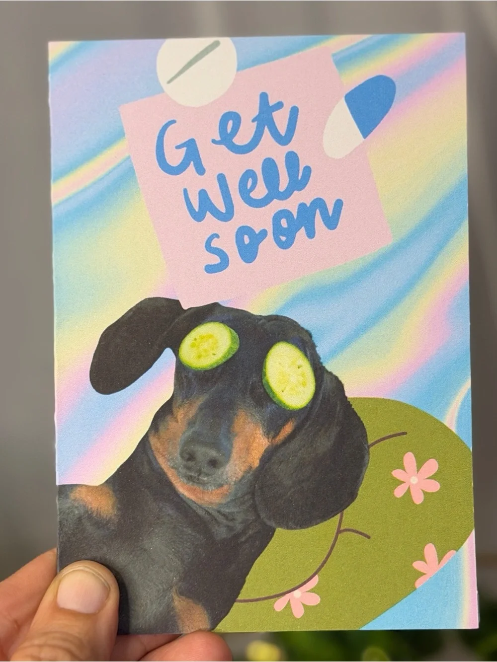 Cute Dachshund Get Well Soon Greeting Cards Set of 5 | 4x6 Blank Inside